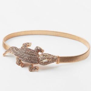ZARA Women's Crocodile Stretch Belt (Golden, US 30/EUR 80/UK 30